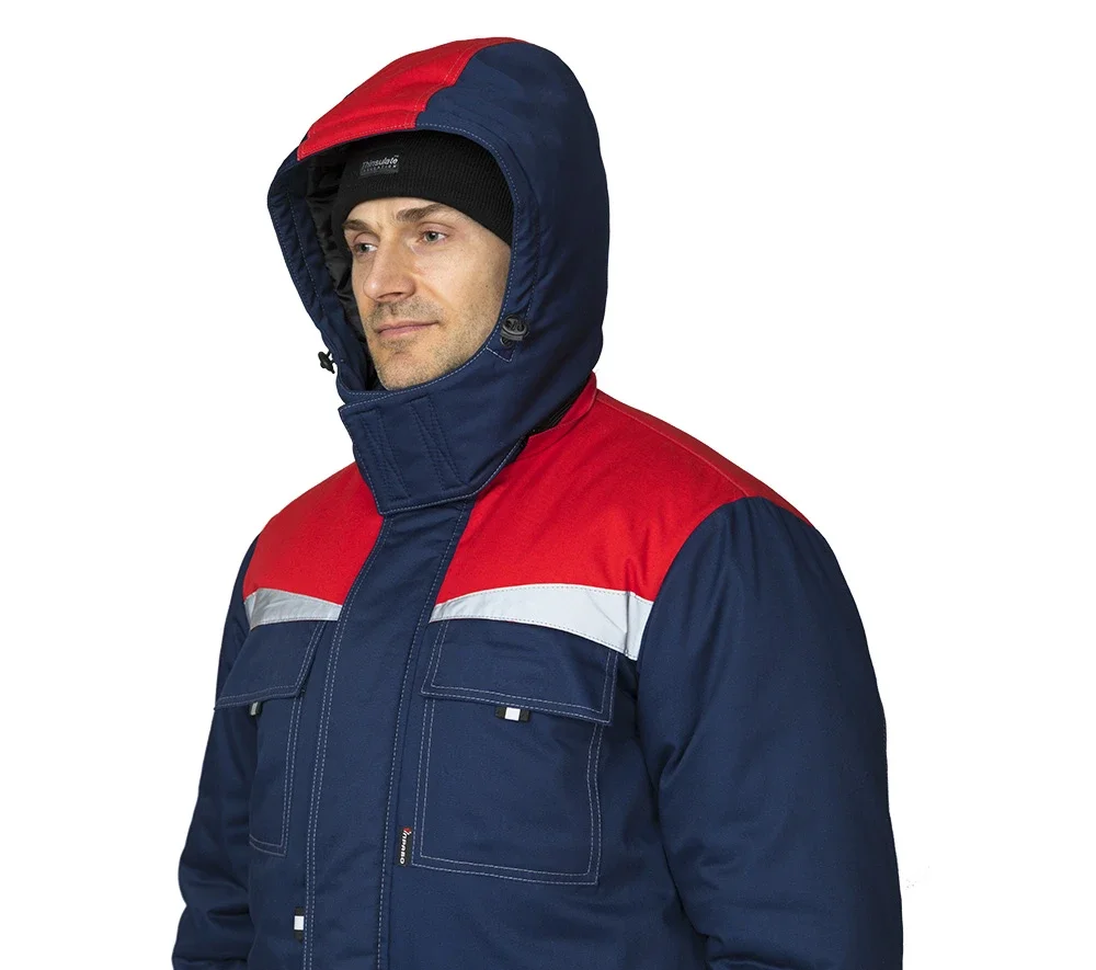Костюм мужской утеплённый "Профессионал 2" тёмно-синий/красный (куртка и полукомбинезон) - фото 7