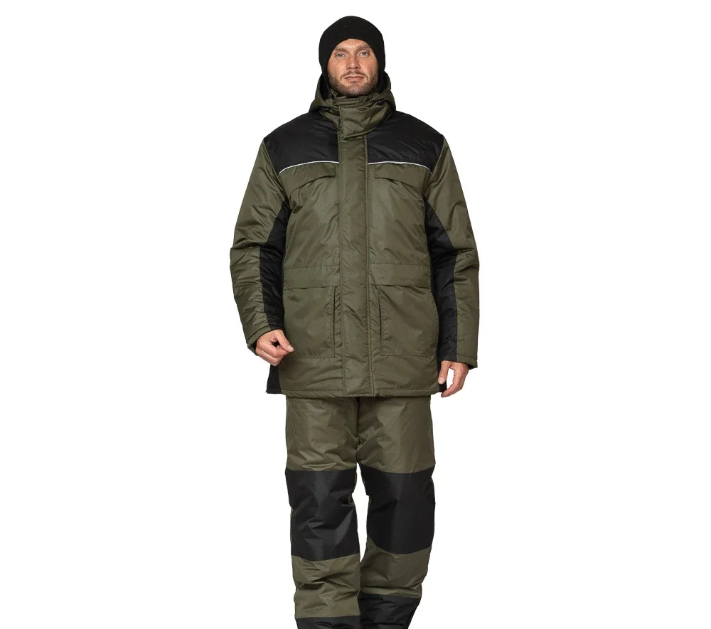 Костюм мужской утеплённый "Универсал-Т" хаки/чёрный со съёмной подстежкой - фото 2