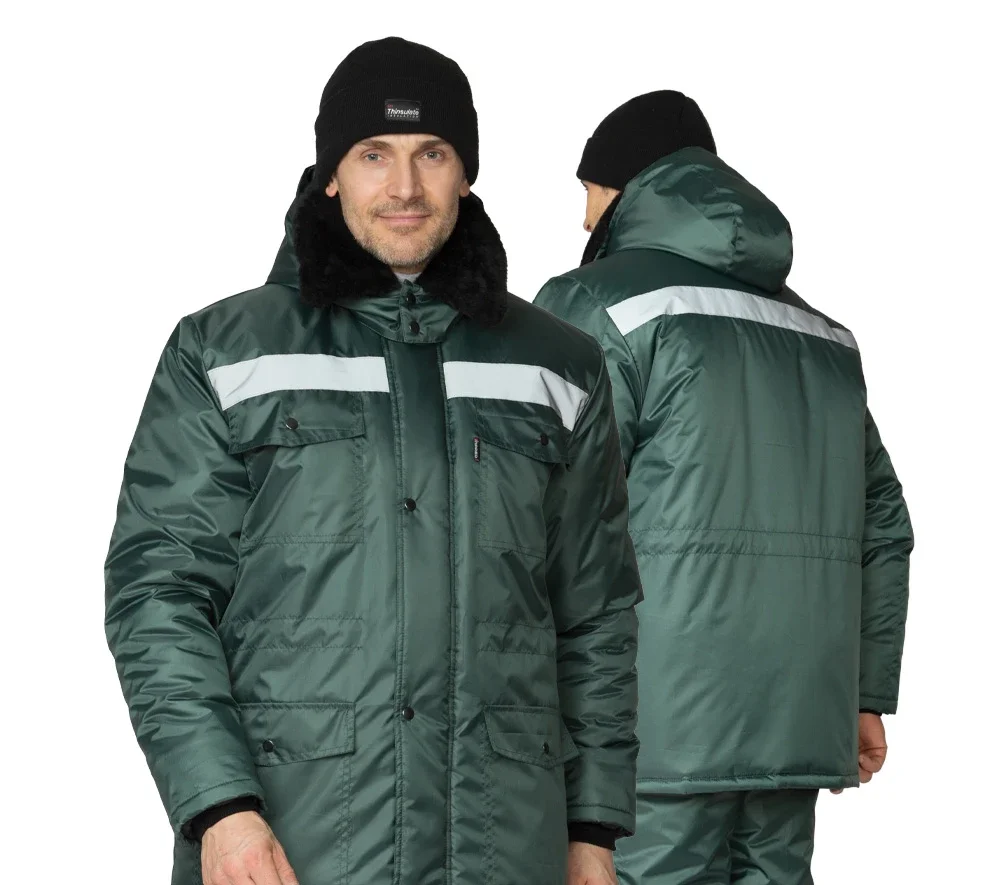 Костюм мужской утеплённый "Мастер 1" зелёный (куртка и брюки) - фото 1