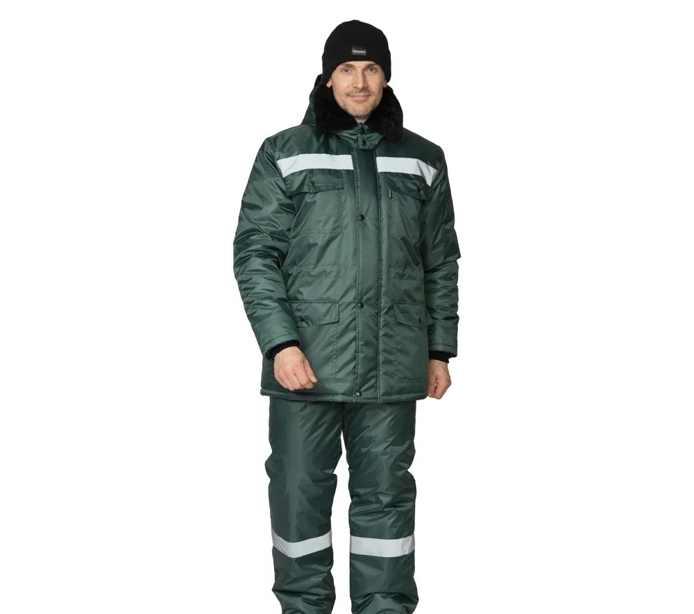 Костюм мужской утеплённый "Мастер 1" зелёный (куртка и брюки) - фото 2