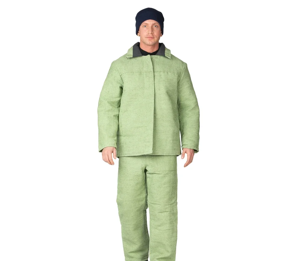 Костюм сварщика утеплённый брезентовый с огнестойкой пропиткой хаки - фото 3