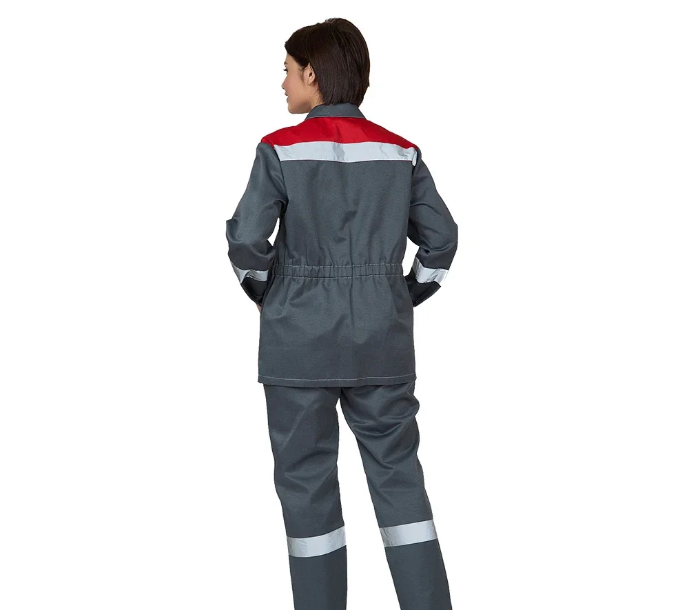 Костюм женский "Пантеон" серый/красный (куртка и брюки) - фото 4