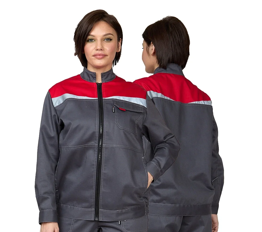 Костюм женский "Профессионал" серый/красный/чёрный (куртка и брюки) - фото 1