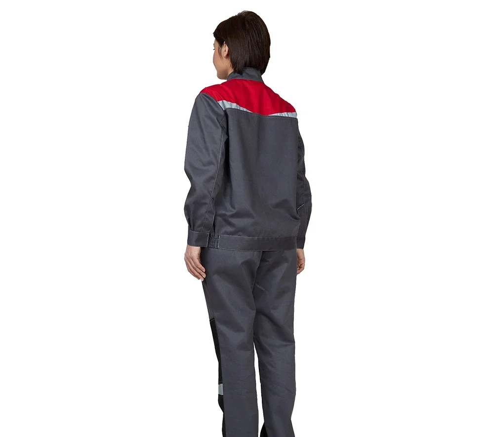 Костюм женский "Профессионал" серый/красный/чёрный (куртка и брюки) - фото 4
