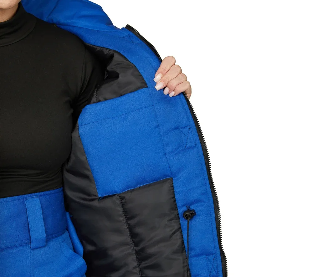 Костюм женский утеплённый "Стройка" (куртка и брюки) василёк/синий/красный - фото 21