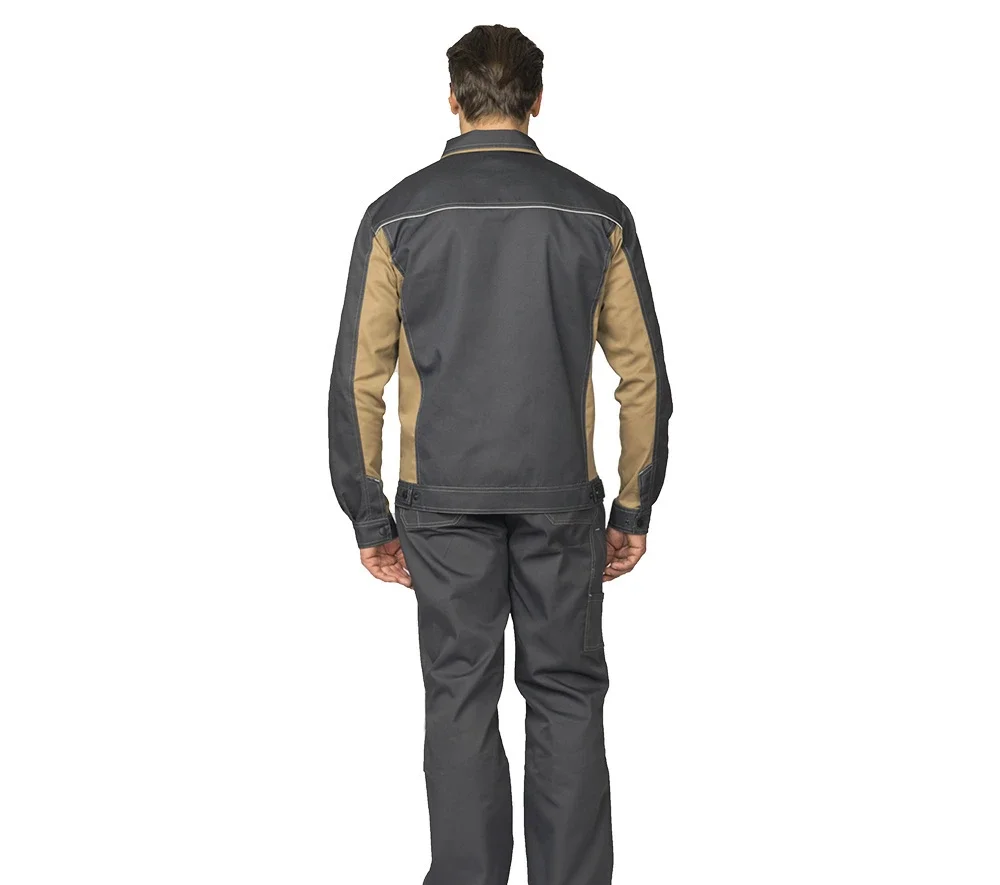 Куртка мужская летняя "Люкс" серый/бежевый/бежевый со светоотражающим кантом - фото 8
