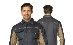 Куртка мужская летняя "Люкс" серый/бежевый/бежевый со светоотражающим кантом - фото 9