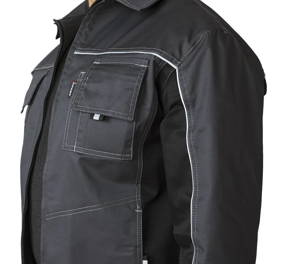 Куртка мужская летняя "Люкс" серый/чёрный/чёрный со светоотражающим кантом - фото 6