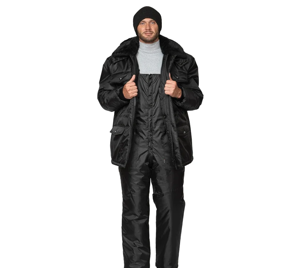 Куртка мужская утеплённая "Альфа" удлинённая чёрная - фото 3