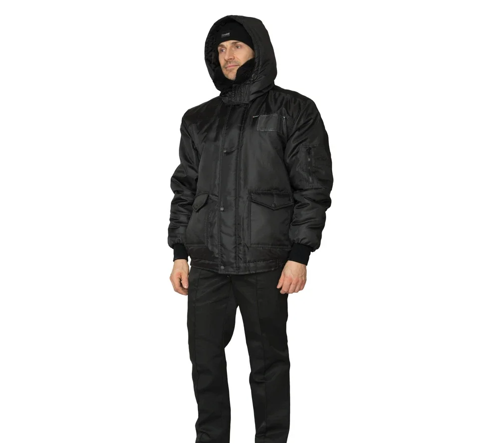 Куртка мужская утеплённая "Альфа" чёрная укороченная - фото 4