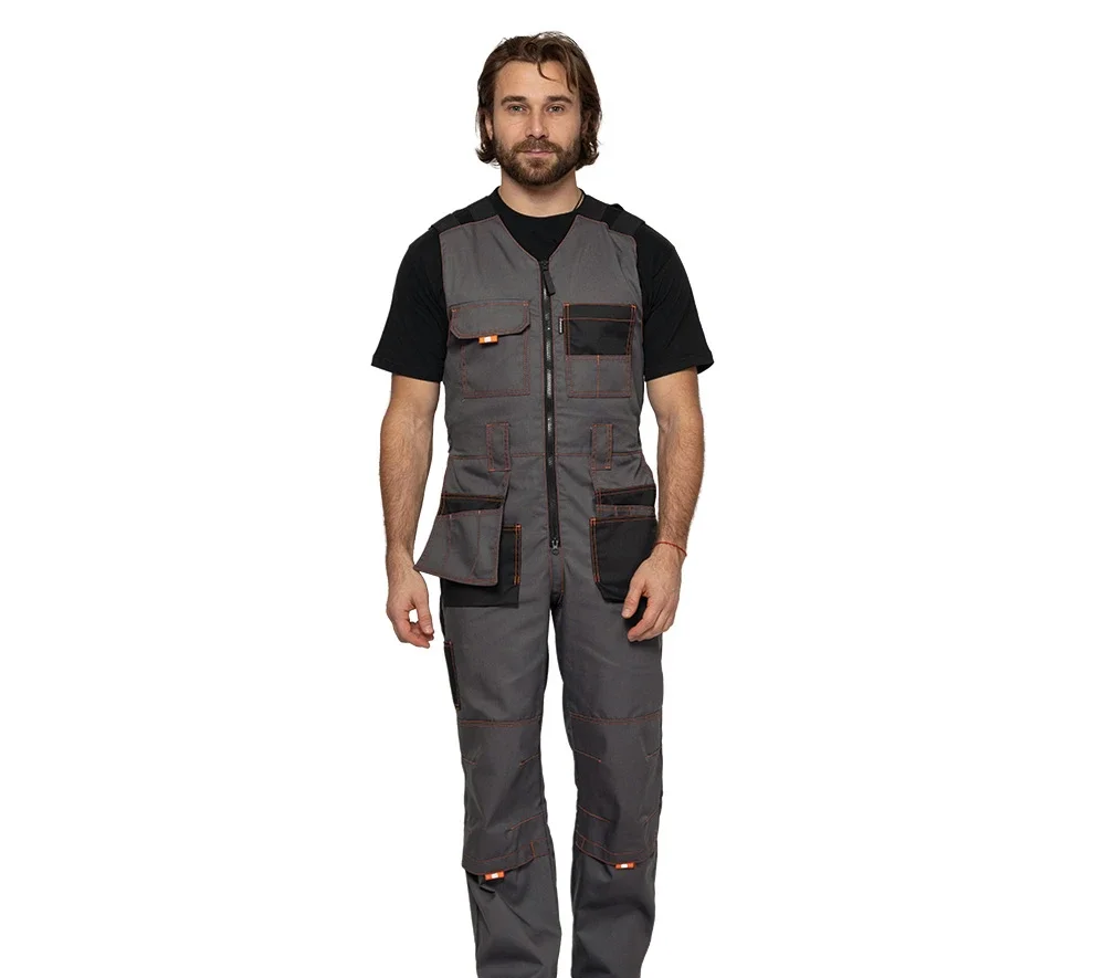 Полукомбинезон мужской "Бренд" серый/чёрный - фото 2