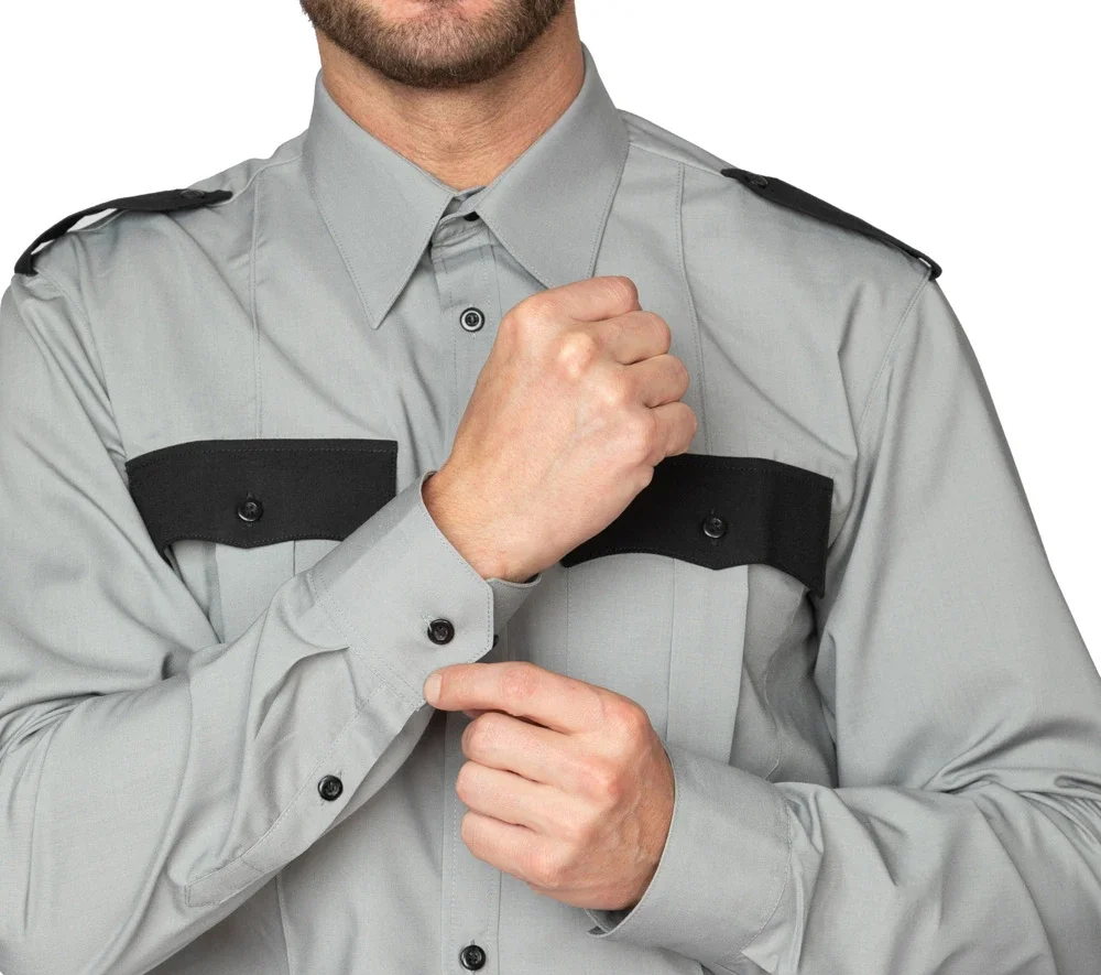 Рубашка мужская с длинными рукавами серая/чёрная - фото 6