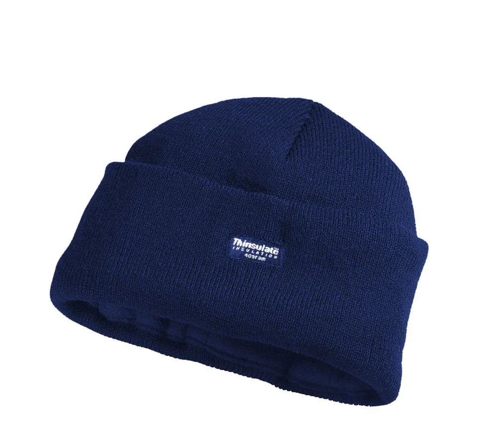 Шапка зимняя "Тинсулейт" универсальная трикотажная с подкладкой из флиса синяя - фото 1