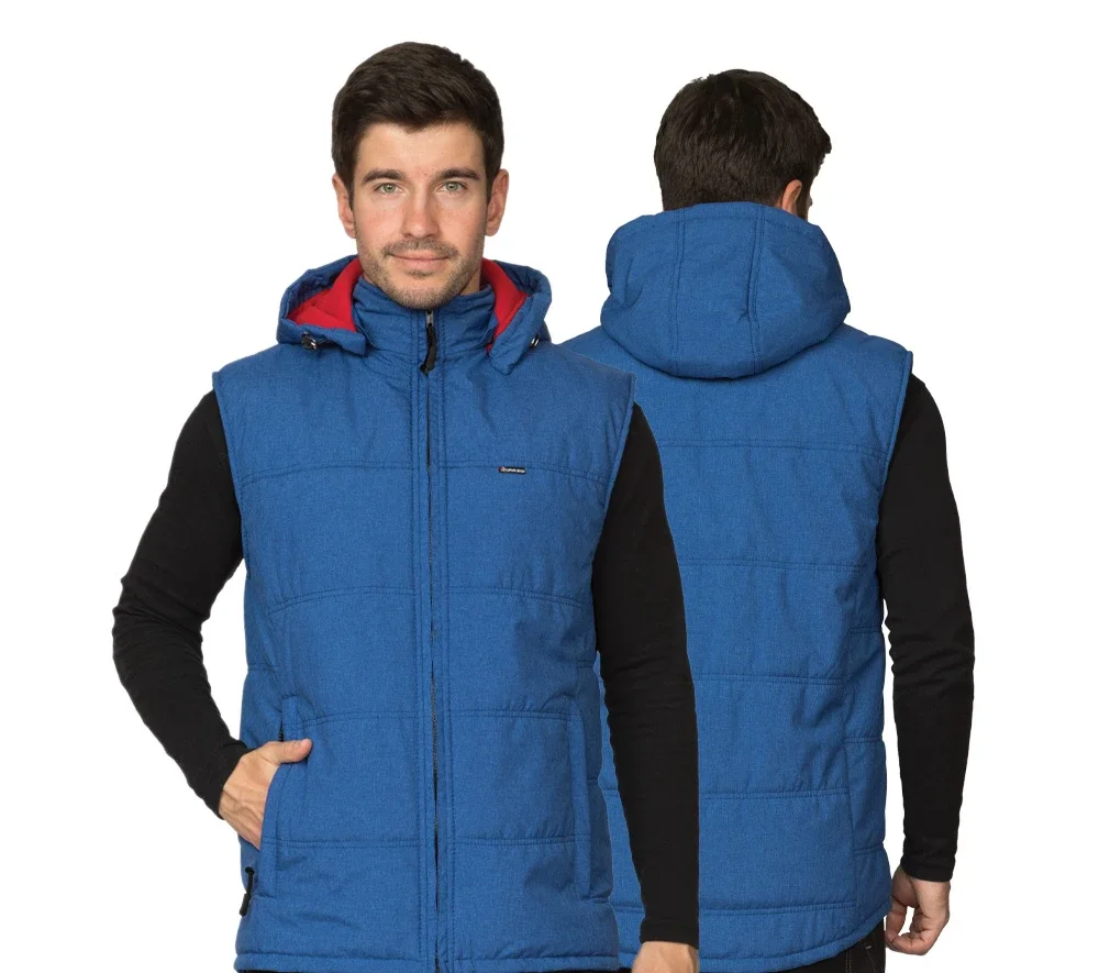 Жилет мужской утеплённый "Амур" васильковый/красный - фото 1
