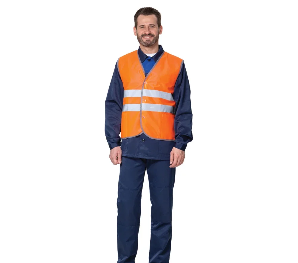 Жилет сигнальный "Спектр Лайт 1П" оранжевый на пуговицах для дорожных рабочих - фото 2