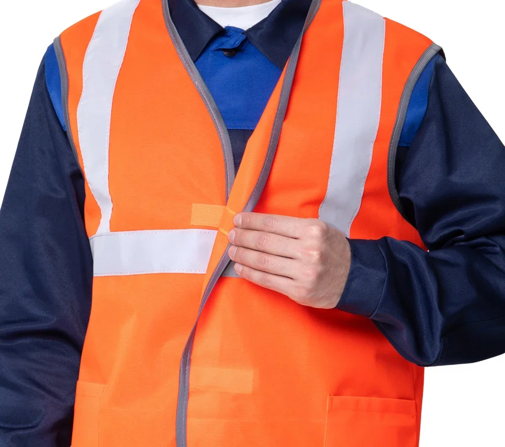 Жилет сигнальный "Спектр Лайт 2" оранжевый с застёжкой на ленте велькро - фото 5