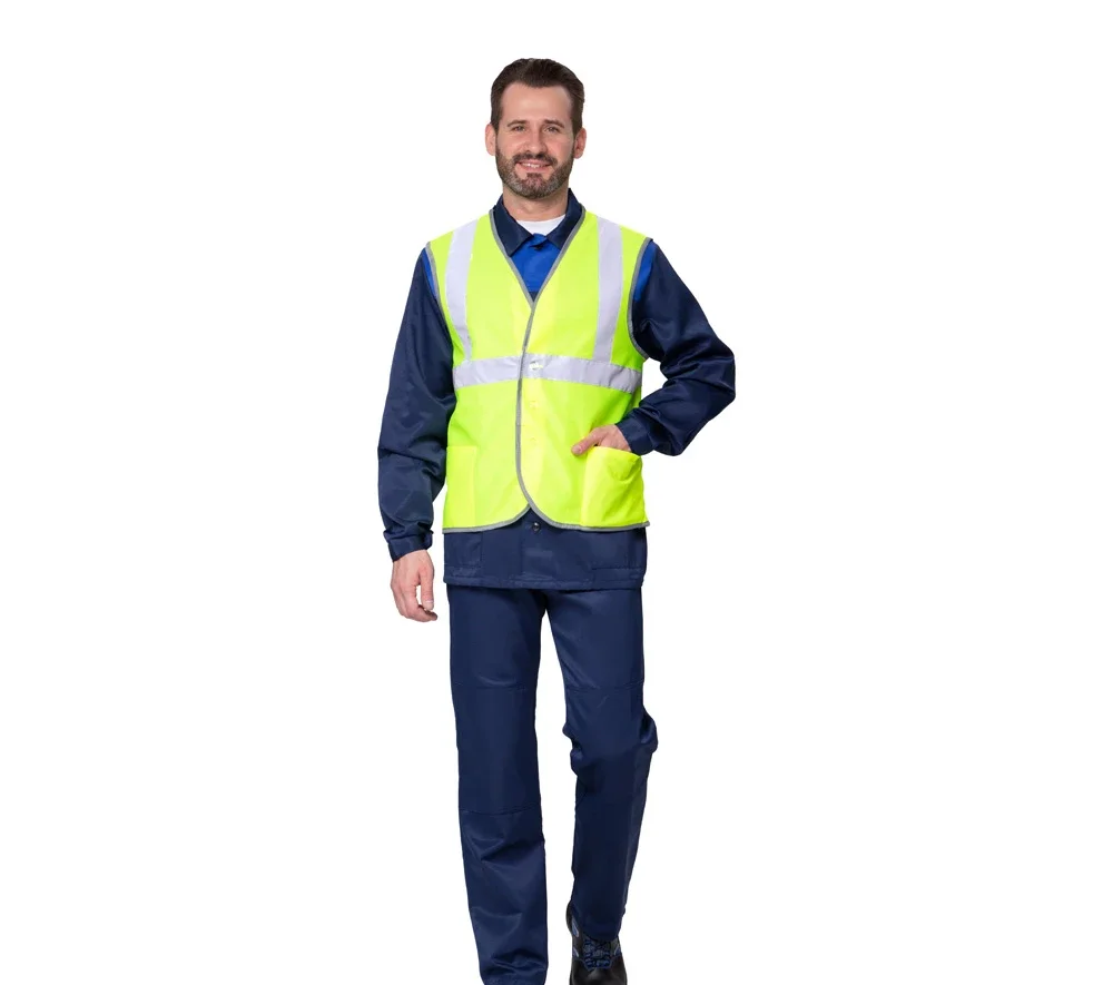 Жилет сигнальный "Спектр Лайт 2П" лимонный на пуговицах с карманами - фото 3