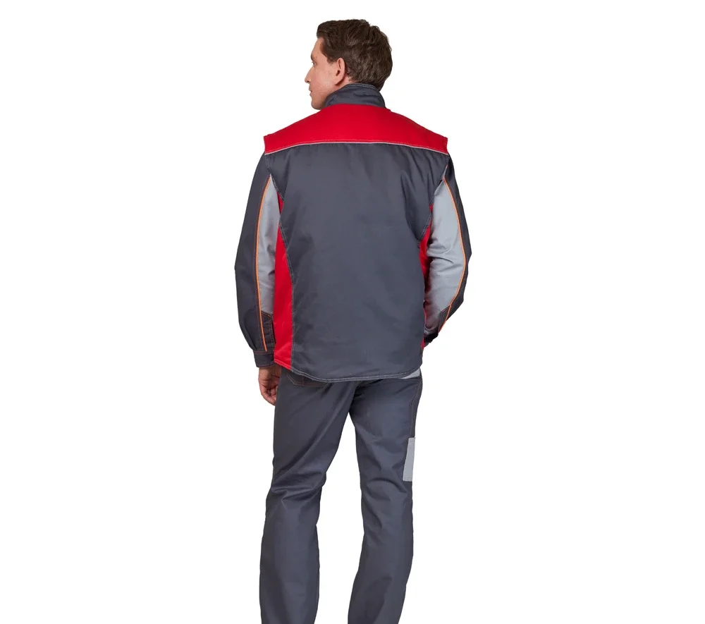 Жилет универсальный утеплённый "Бренд" тёмно-серый/красный - фото 4