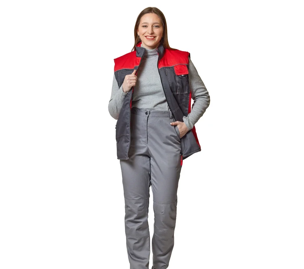 Жилет универсальный утеплённый "Бренд" тёмно-серый/красный - фото 6