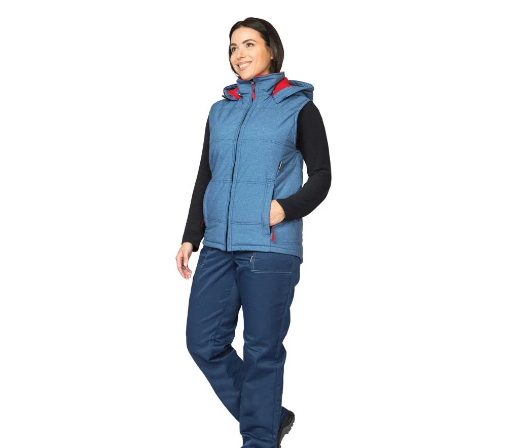 Жилет женский утеплённый "Амур" синий/красный - фото 5