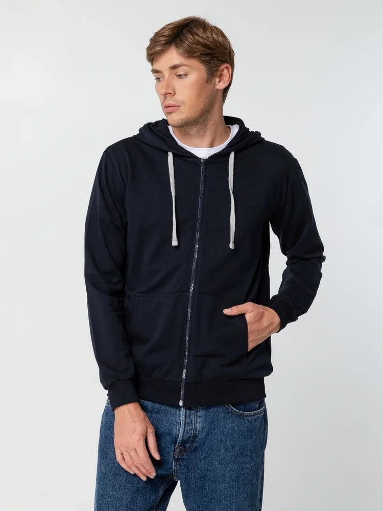 Толстовка на молнии с капюшоном Unit Siverga, темно-синяя - фото 14