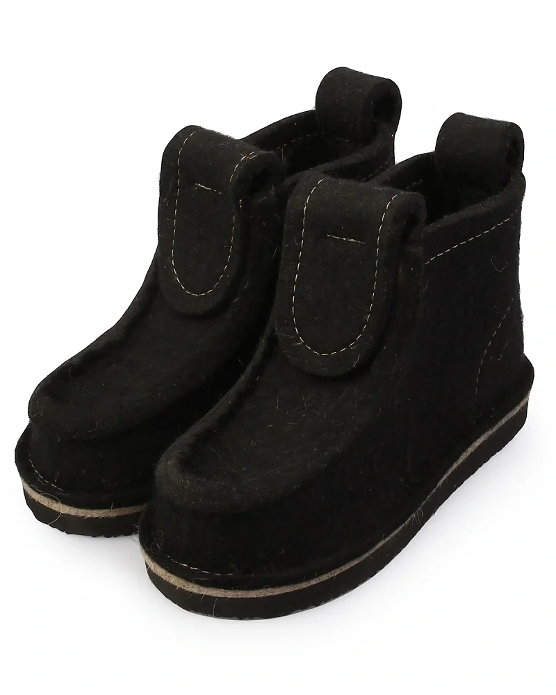 Валенки шитые "Валеши укороченные 4331" с подошвой ЭВА, черный. - фото 1