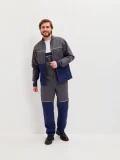 Костюм Волна (полукомбинезон+куртка) (тк.35% хлопок, 65% пэ), синий/серый - фото 15