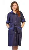 Халат женский "Прибой" т-синий с васильковым* СКИДКА 40% - фото 1