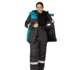 Брюки женские утеплённые "Бренд" тёмно-серые - фото 8