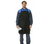 Фартук цельноспилковый чёрный из натуральной кожи КРС от повышенных температур - фото 1