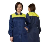 Халат женский "Пантеон" синий/жёлтый из облегчённой ткани - фото 1