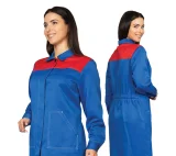 Халат женский "Пантеон" василёк/красный из облегченной ткани - фото 1