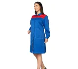 Халат женский "Пантеон" василёк/красный из облегченной ткани - фото 3