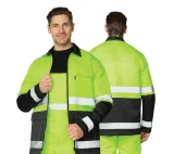 Костюм мужской летний "Спектр 2М" лимонный/чёрный 3 класса сигнальной защиты (куртка и полукомбинезон) - фото 1