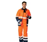 Костюм мужской летний "Спектр 2М" оранжевый/синий 3 класса сигнальной защиты (куртка и полукомбинезон) - фото 3