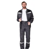 Костюм мужской "Профессионал 1" серый/чёрный (куртка и брюки) - фото 4