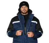 Костюм мужской утеплённый "Азимут" синий/чёрный (куртка и брюки) - фото 14