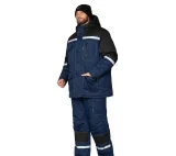 Костюм мужской утеплённый "Азимут" синий/чёрный (куртка и брюки) - фото 4