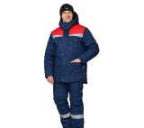 Костюм мужской утеплённый "Профессионал 2" тёмно-синий/красный (куртка и полукомбинезон) - фото 2