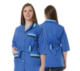 Костюм женский "Лира" василёк/синий (блузон и брюки) для рабочего персонала сферы обслуживания - фото 1