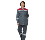 Костюм женский "Пантеон" серый/красный (куртка и брюки) - фото 2