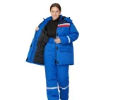 Костюм женский утеплённый "Стройка" (куртка и брюки) василёк/синий/красный - фото 4