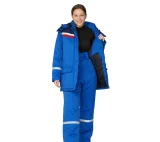 Костюм женский утеплённый "Стройка" (куртка и брюки) василёк/синий/красный - фото 5