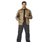 Куртка мужская летняя "Люкс" бежевый/серый/серый со светоотражающим кантом - фото 3