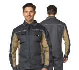 Куртка мужская летняя "Люкс" серый/бежевый/бежевый со светоотражающим кантом - фото 1