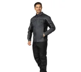 Куртка мужская летняя "Люкс" серый/чёрный/чёрный со светоотражающим кантом - фото 3