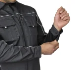 Куртка мужская летняя "Люкс" серый/чёрный/чёрный со светоотражающим кантом - фото 5