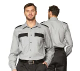 Рубашка мужская с длинными рукавами серая/чёрная - фото 1