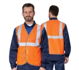 Жилет сигнальный "Спектр Лайт 2П" оранжевый на пуговицах с карманами - фото 1