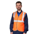 Жилет сигнальный "Спектр Лайт 2П" оранжевый на пуговицах с карманами - фото 5